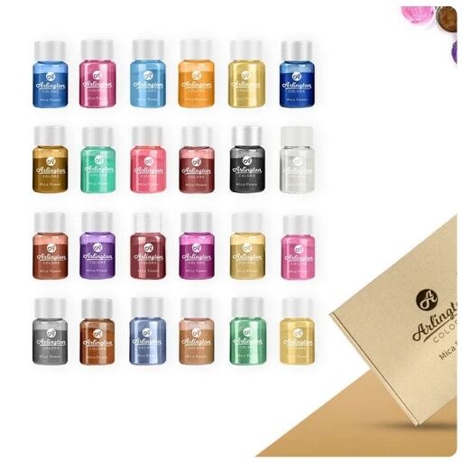 Arlington Colors mica powder pure 24 color pigment set for resin art candle making and soap crafting Arlington Colors mica powder pure 24 color pigment set for resin art candle making and soap crafting