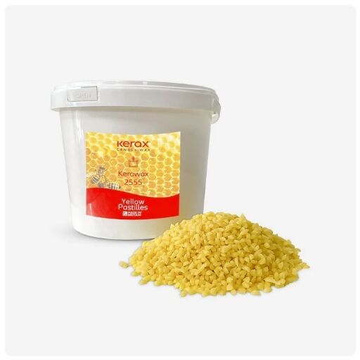 Kerawax 2555 yellow beeswax pellets for natural candle making and cosmetic crafts