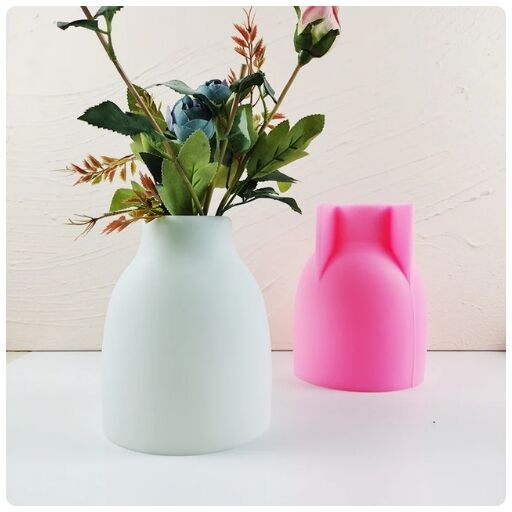 Round vase silicone mold for Jesmonite art used to create minimalist decorative vases