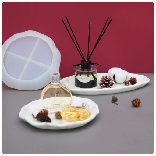 Trinket tray silicone mold for Jesmonite art used for resin and concrete decorative tray casting