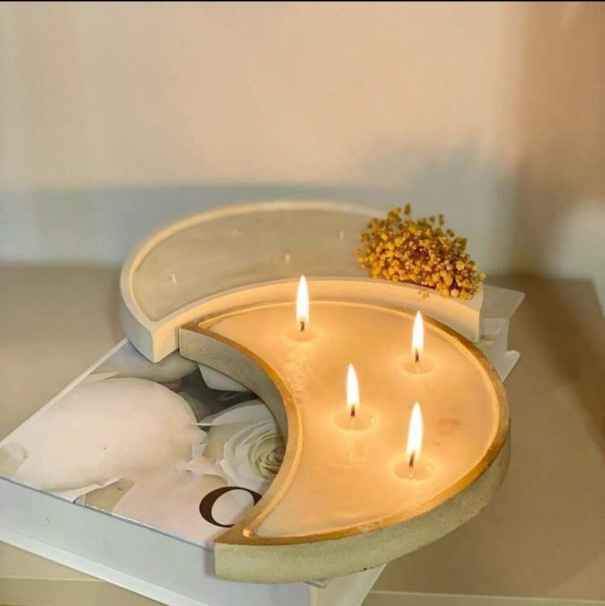 Moon shaped resin tray mold used for candle holders and DIY resin coaster projects